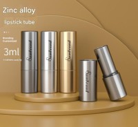 3ML Round Cute Silver Color Die-Casting Zinc Alloy Rotatable Metal Lipstick Empty Tube